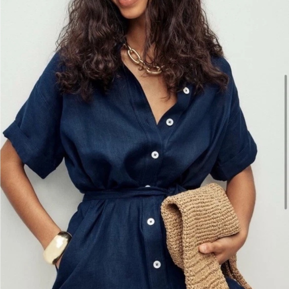 J Crew Captiane Linen Shirt Dress with optional tie
